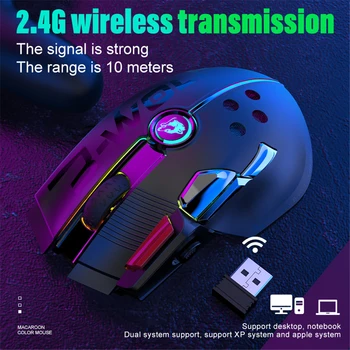 Brezžično Miško 2,4 Ghz Wired Connection Type-c RGB 12000DPI Brezžične Miške Računalnik LED Osvetljen Ergonomska Gaming Miška Za Prenosnik