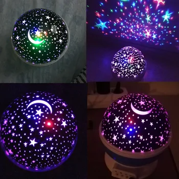 Vrtenje Projektorja Zvezdnato Noč Lučka Projekcija LED Luči Za Otroke Spalnica Dekoracijo Otrok Darilo Luna Star Flash Nočna Lučka