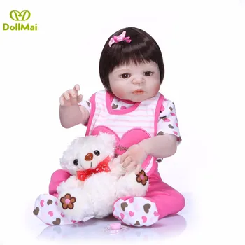 Pravi 23 palca Polni Silikona Dekle Prerojeni Baby Doll Igrače Veren Princesa Novorojenih Dojenčkov Deklic živa Lutka Bebes Prerojeni Menina