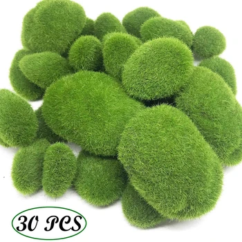 30PCS 3 Velikost Umetno Moss Kamenje, Dekorativne, Zeleni Mah Kroglice,za Cvetlični Ureditev Vrtov in Obdelujete