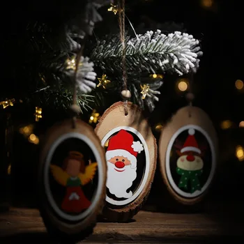 Božič Naravnega Lesa Izrezanka Obeski Božično Drevo za Obešanje Ovalne Oblike Okraski za Počitnice Stranka Božični Okraski