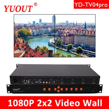 YUOUT YD-TV04PRO 2x2 Video Steno Krmilnik HDMI+VGA+AV+USB LED/LCD Podporo 180 Stopinj Rotacije Preplete Procesor 1x3 3x1 4x1