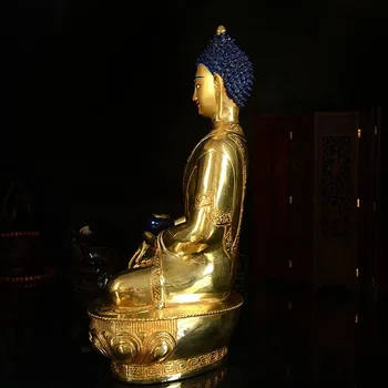 Debelo kip bude # 33 CM # Tibera Buddhism Buda POLNO Gilding medenina kip # DOMA Talisman za Zaščito
