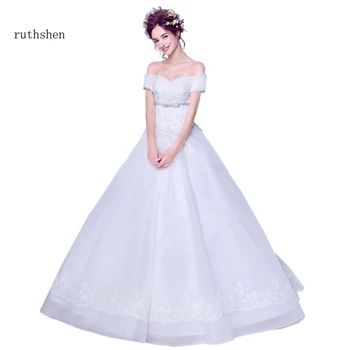 Ruthshen Princess Poroka Obleke 2020 Off Ramenski Linije Elegantne Poročne Halje Poceni Novo Poroka Oblek Z Čipke Nazaj