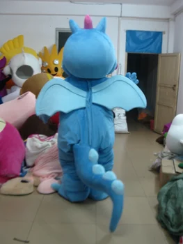 Blue Dragon Maskota Kostum Obleko Cosplay Stranka Igre Fancy Oblačenja Obleke Oblačila Oglaševanje Karneval Halloween Božič Festival Nova