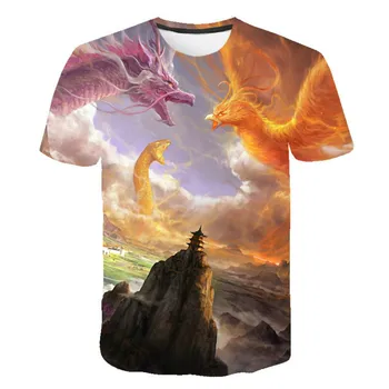 Poletje 2020 krog vratu 3D natisnjeni T-shirt, smešno T-majica za fante in dekleta, magic dragon moda živali T-shirt za otroke