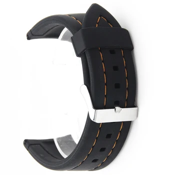 Mehke Silikonske Gume Watch Band 26 mm za Luminox Pin Sponko Pasu Zapestne Zanke Pasu Zapestnica Moških Black Orange + Spomladi Bar + Orodje