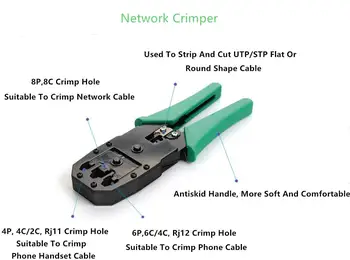 Strokovno Omrežni Kabel Orodje za Popravilo Kit ILIVABLE Računalniške in Mobilne Naprave, Vzdrževanje Crimper Cable Tester