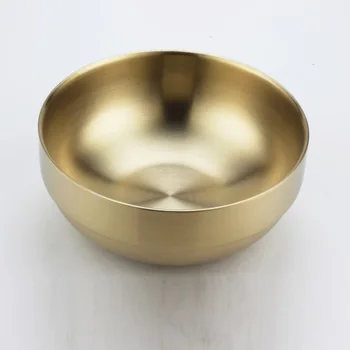 304 Nerjaveče Jeklo korejski Rezanec Bowl Zgosti zlato barvo Dvojno plast Skledo toplotna izolacija