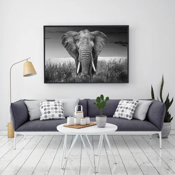 Nordijska Črno Bel Slon Wall Art Platno Plakatov in Fotografij Živali Platno Slikarstvo Sliko za Dnevna Soba Dekor Doma Dekor