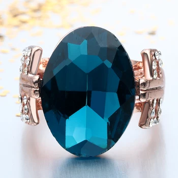 Velika modra kristal nastavitev obroč, nakit za moške, zaročni prstani belo nosorogovo poceni letnik poroko band za ženske