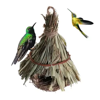 Gnezdo ptice Naravne Trave Jajce Kletko Zunanji Dekorativni pletena oblačila Visi Papiga Hous M0XD