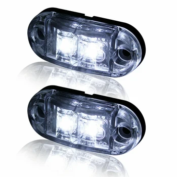 10X Bela LED 2.5 inch 2 Dioda Svetlobe Ovalne Potrditev Avto, Tovornjak Priklopnika RV Strani Marker Lučka