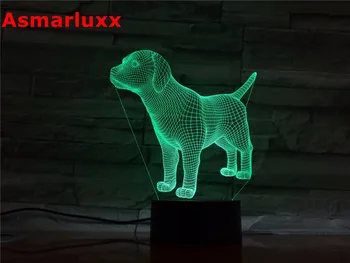 Ljubek Lepo 3D Pes Noč Lučka LED Osvetlitev z Multi-barve Namizno Svetilko, kot Otroci Darila Stranka Doma Dekor Spanja Svetlobe Spusti Ladje