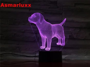 Ljubek Lepo 3D Pes Noč Lučka LED Osvetlitev z Multi-barve Namizno Svetilko, kot Otroci Darila Stranka Doma Dekor Spanja Svetlobe Spusti Ladje