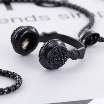 Nov Dizajn, Črna Barva Nerjaveče Jeklo klasičnih 3D slušalke Design Men je Kul, Obesek s 3 mm*24