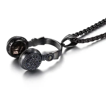 Nov Dizajn, Črna Barva Nerjaveče Jeklo klasičnih 3D slušalke Design Men je Kul, Obesek s 3 mm*24