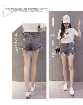 Novo visoko-vitka traper hlače za vroče plus-size študentov korejska različica vsestranski svoboden široko noge kratke hlače za ženske poletje