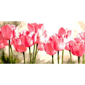 Okvir Tulipanov Cvetje DIY Barvanje Z Številkami Velikosti Sodobno Sliko S Številko Za Dom Decors umetniško delo Diy Darilo