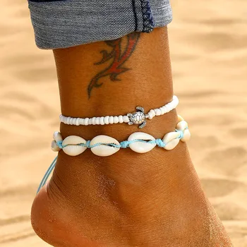 SL Lupina Kroglice Zvezda Morska Želva Verižice Za Ženske Nov Multi Layer Anklet Plaži Noge Zapestnico Ročno izdelan Nakit Bohemian