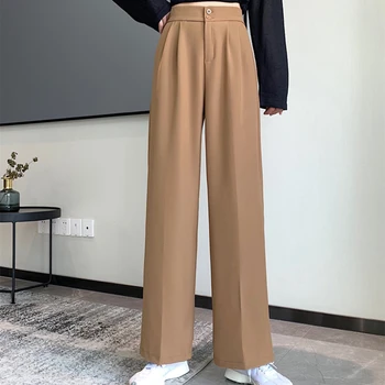Priložnostne Obleko hlače Ženske Širok Noge Hlače korejski Dekleta Harajuku Pomlad Moda Visok Pas Črne Hlače