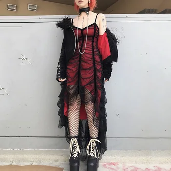 Seksi Strappy Očesa Gothic Obleka Ženske Halloween Mozaik Naguban Modni Oblikovalec Poletje Goth Stranka, Cosplay Klub Dolge Obleke