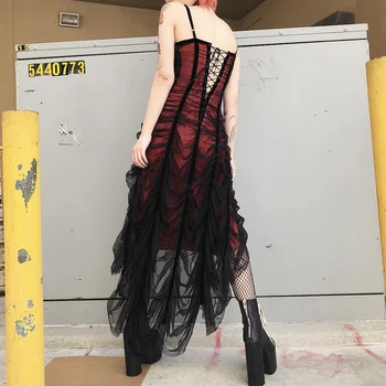Seksi Strappy Očesa Gothic Obleka Ženske Halloween Mozaik Naguban Modni Oblikovalec Poletje Goth Stranka, Cosplay Klub Dolge Obleke
