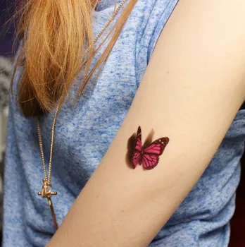 Nepremočljiva Začasne Tetovaže, Nalepke za Ženske Body Art Tattoo Nalepke, 3D Metulj Rose Cvet Flash Tatoo nogo, Roko v Roki Stopala