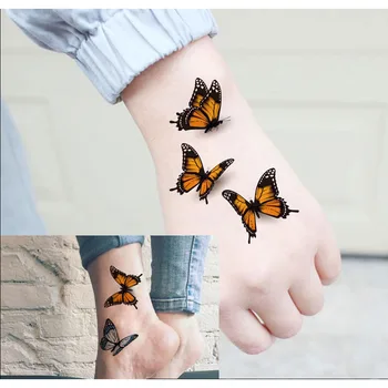 Nepremočljiva Začasne Tetovaže, Nalepke za Ženske Body Art Tattoo Nalepke, 3D Metulj Rose Cvet Flash Tatoo nogo, Roko v Roki Stopala