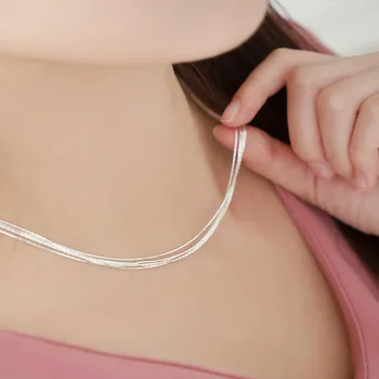 Novi modeli Srebrne Barve Večplastne Ogrlice za Ženske Poročni Nakit Choker Ogrlice Izjavo Nakit