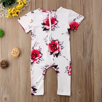 Cvetlični Otroška Oblačila Poletje Novorojenega Dojenčka Dekleta Kratek Rokav Svoboden Bombaž Romper Jumpsuit Obleke Sunsuit