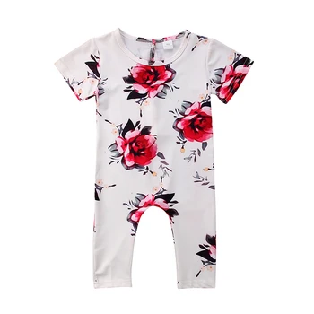 Cvetlični Otroška Oblačila Poletje Novorojenega Dojenčka Dekleta Kratek Rokav Svoboden Bombaž Romper Jumpsuit Obleke Sunsuit