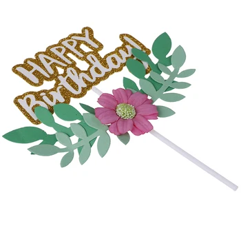 1pc Cvet Zelenih Listov Happy Birthday Cake Pokrivalo Cupcake Pick Peko Dekoracijo Za Vaš Sladico Tabela