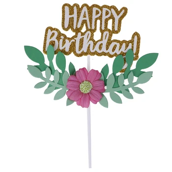 1pc Cvet Zelenih Listov Happy Birthday Cake Pokrivalo Cupcake Pick Peko Dekoracijo Za Vaš Sladico Tabela