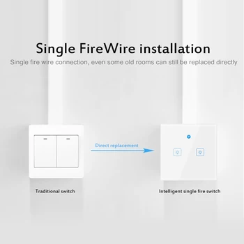 EWelink Wifi Smart požarov Žice Dotikajte Steklene Stene Stikala za Luč Ni Nevtralno Linijo Stikalo za Daljinski Nadzor Dela Z Alexa UK