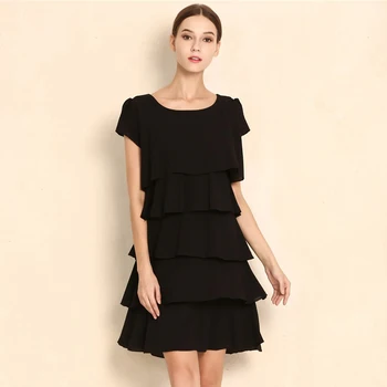 Šifon Poletje Oblačenja Žensk Plus Velikost 2019 Nov Modni Ruffle Priložnostne Ženske Obleke Črno Elegantno Stranka Obleko Ženski Vestidos