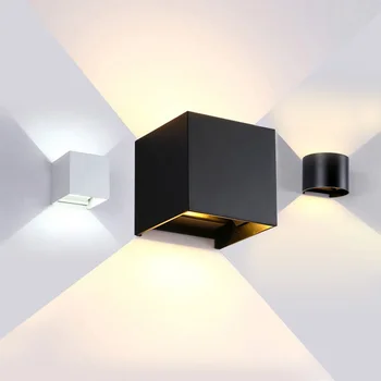 12W Zaprtih prostorih, na prostem LED Stenska Svetilka Moderne Aluminija Nastavljiv Površinsko Nameščena Cube Led Vrt Verandi Lahka Nepremočljiva Stenske Luči