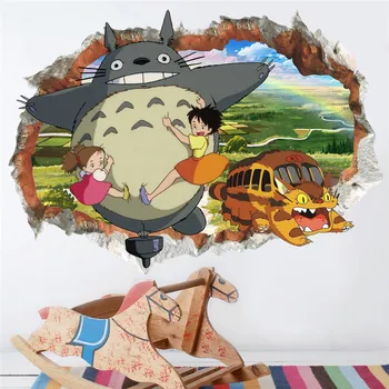 Risanka Totoro Stenske Nalepke Za Otroke Sobe, Spalnice Doma Dekor Učinek 3d Stenske Nalepke Pvc Plakat Diy Zidana Umetnosti