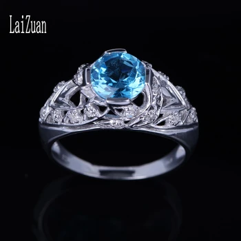 LaiZuan Sterling Srebro 925 1.4 ct Certified Krog Pristnega Naravnega Modri Topaz Diamantno Poroko Ženske Trendy Fine Nakit Prstan
