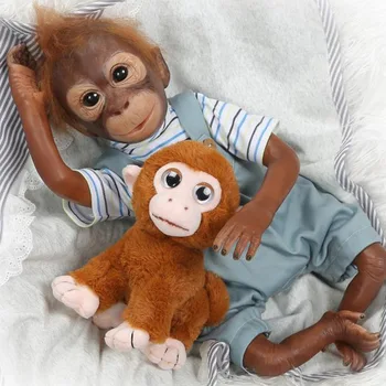 NPK Novo 21inch 52 CM ročno izdelan iz silikona, Macaco lutka prerojeni Opica zelo mehkega silikona, upogljiv vinil Zbirateljske umetnosti lutka
