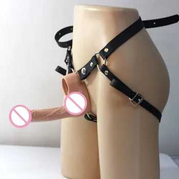 Strapon-on dildo odraslih igra, seks izdelkov nosljivi penis usnjene hlače juguetes sexuales erotične igrače lezbični seks igrača sex shop
