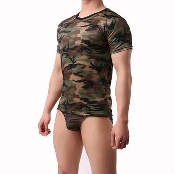 Moški Undershirts Poletje Prikrivanje Natisnjeni Kratek Rokav Priložnostne Vojske Camo Vojaški Vrh Tee Shirt Men Kul Undershirts