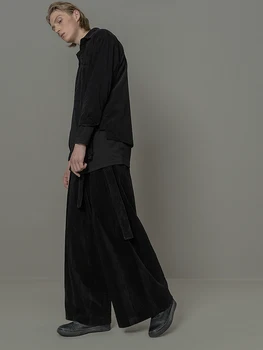2019 NOVA moška oblačila Original oblikovalec Yamamoto oversize široko nogami hlače Japonski retro svoboden-profil velvet hlače