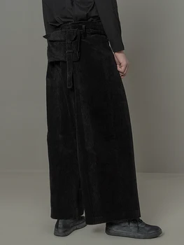 2019 NOVA moška oblačila Original oblikovalec Yamamoto oversize široko nogami hlače Japonski retro svoboden-profil velvet hlače