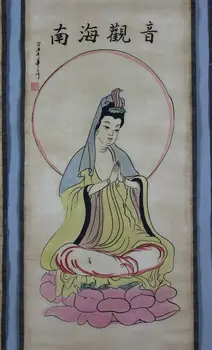 Kitajska stare poiščite slikarstvo Štiri zaslon slike Srednji dvorani visi slikarstvo Štiri Guanyin