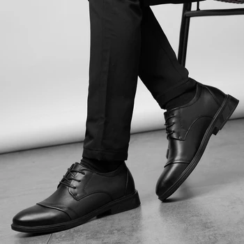 Naravno Usnje, Usnjeni Čevlji Moški Klasično Poslovno Obleko, Čevlje Formalno Poročni Čevlji Retro Oxford Čevlji Za Moške
