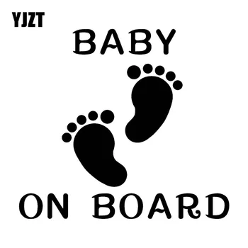 YJZT 17.2X15.6 CM Srčkan Baby Odtis Opozorilo Znamke Vinil Nalepko BABY ON BOARD Risanka Avto Nalepke C25-0045