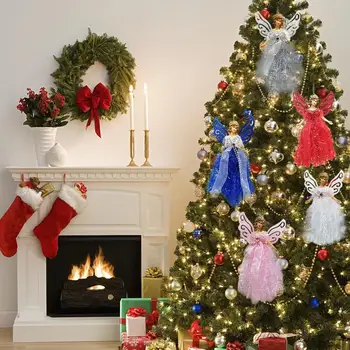 Mini Angel Božično Drevo Obesek S Srebrno Krila Za Božični Okraski Božič Srčkan Lutka Stranka Dekoracijo Otroci Darilo