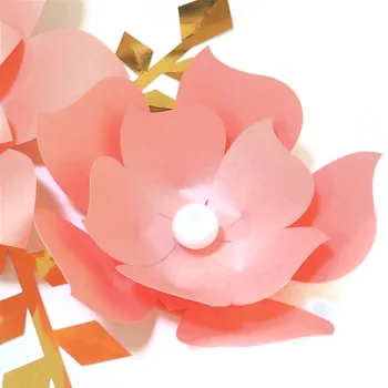 Ročno Roza Enostavno Narejen DIY papirnate Rože Zlato Listi Set 4 Vrtec Steno Deco Baby Tuš Dekleta Soba Ozadje Video Vadnice