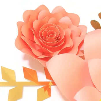 Ročno Roza Enostavno Narejen DIY papirnate Rože Zlato Listi Set 4 Vrtec Steno Deco Baby Tuš Dekleta Soba Ozadje Video Vadnice